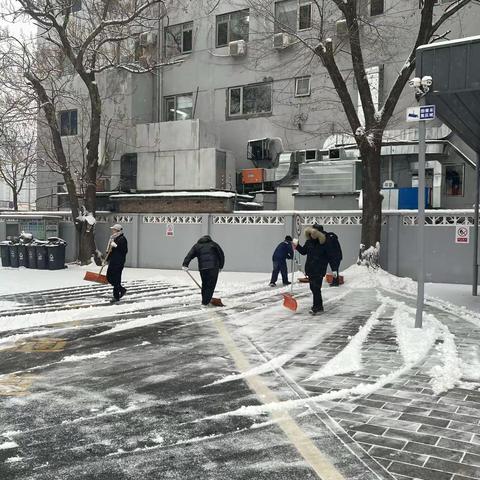保修分公司全体干部职工开展扫雪铲冰工作“风雪弥漫处，扫雪暖意浓”
