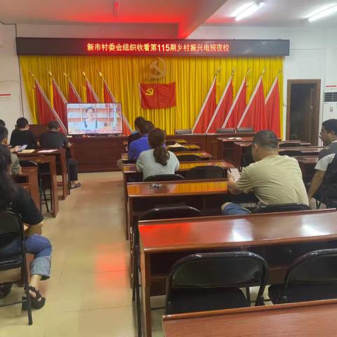 灵山镇新市村组织观看第115期《乡村振兴电视夜校》