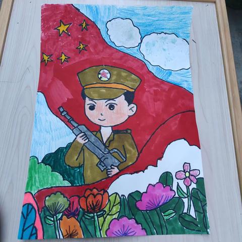 向解放军叔叔敬礼  一年四班 张梓轩