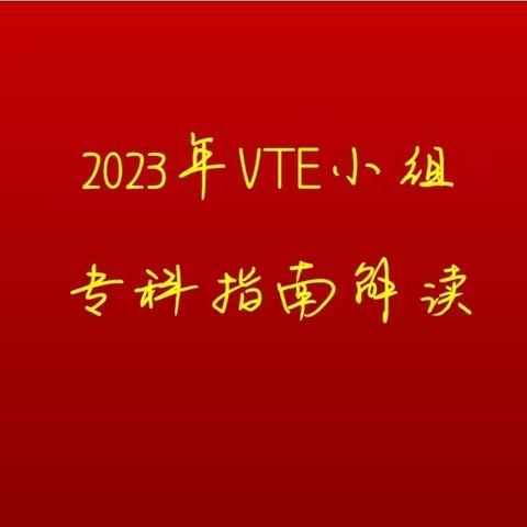 2023年VTE小组专科指南解读