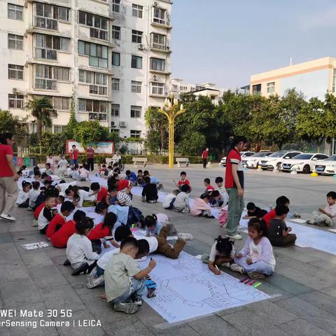 【建设路街道站前社区】开展第三届“百米画卷迎国庆，最美童心绘蓝天”绘画活动