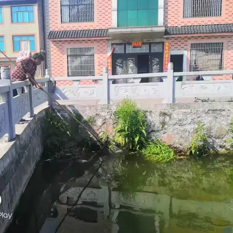 双合村村民代表带头清理池塘垃圾，整冶乡村环境