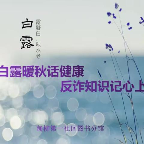 历下区图书馆甸柳第一社区图书分馆开展“白露暖秋话健康·反诈知识记心上”