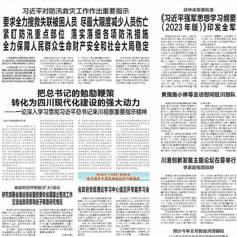 深入学习贯彻习近平总书记来川视察重要指示精神