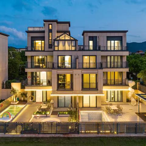 美的鹭湖森·玥独栋6房9床独立KTV、冲浪泳池（10米）泳池/泡池·街机·别墅轰趴别墅（1街2号）