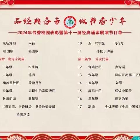 品经典芬芳  做书香少年——嵩县第三实验小学书香校园表彰暨第十一届经典诵读展演活动