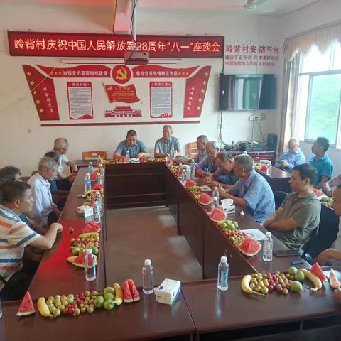 岭背村新时代文明实践站的简篇岭背村开展庆祝中国人民解放军98周年“八一建军节”座谈会活动，