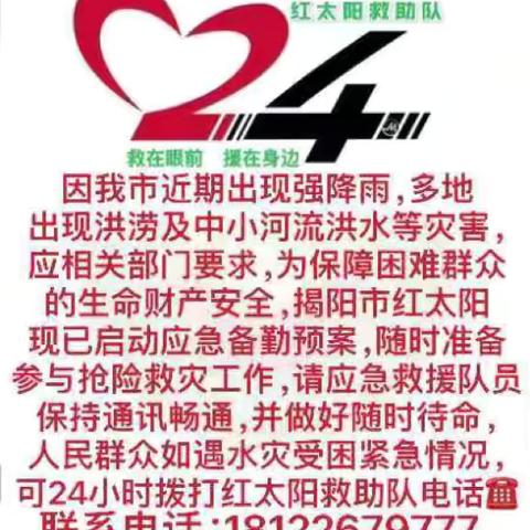 揭阳红太阳慈善会救助队抗洪活动