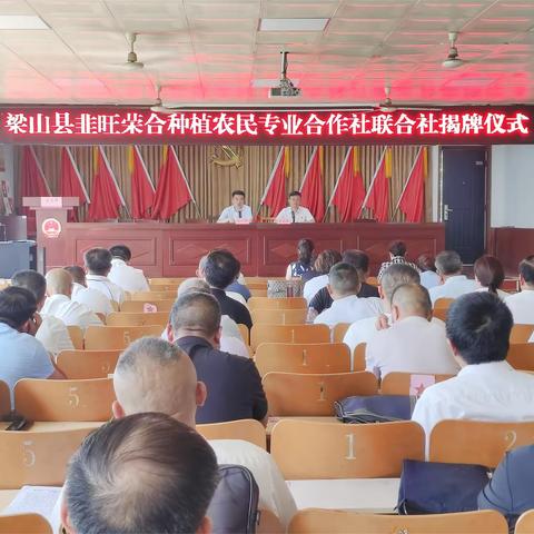 韩岗镇举办梁山县韭旺荣合农民专业合作社联合社揭牌仪式