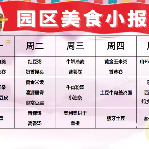 【第十周食谱】——“幼以食为天，食以精为美”格尔木市园区幼儿园食谱分享