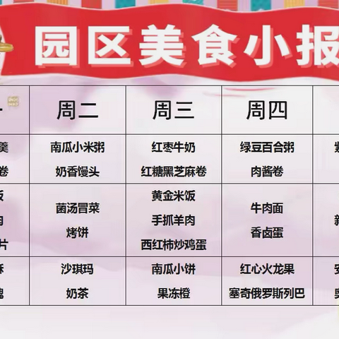 【第十三周食谱】——“幼以食为天，食以精为美”格尔木市园区幼儿园食谱分享