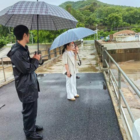 崖州区副区长、区级河湖长郑俐到金鸡水库开展防范强降雨检查工作