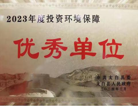 太白县行政审批服务局荣获全县“投资环境保障”优秀单位荣誉称号