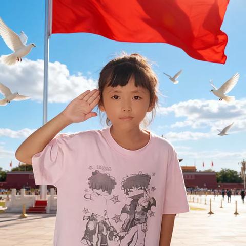 我爱我的祖国，向国旗敬礼，祝祖国繁荣昌盛。