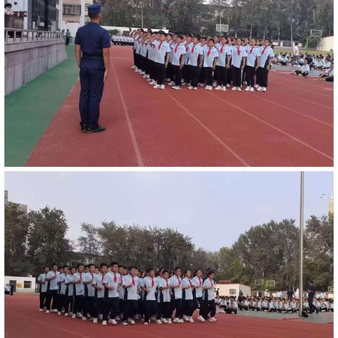 老师和教官陪伴孩子们的军训生活。