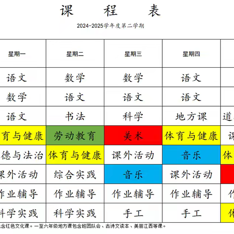 落实“双减”，五育并举——彭高镇旺盛·马棚小学“晒课表”啦