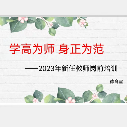 “学高为师 身正为范”——2023年德外小学新任教师岗前德育培训