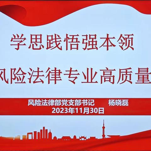 武汉分行风险法律部党支部开展“学思践悟强本领 助力风险法律专业高质量发展”主题教育专题党课