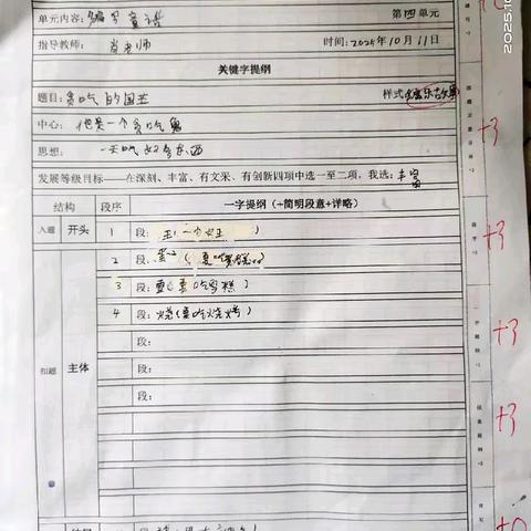 2023级三上滚动快速作文留痕1 ——第一次构思页优秀展示