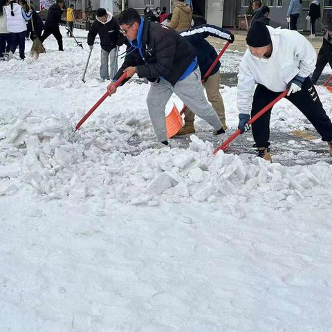 清扫积雪净校园  齐心协力促安全