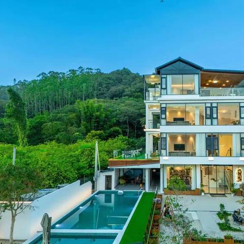 【全新现代豪华民宿】7房13床 ｜山水游泳池 /私汤泡池/ 草坪天幕/6间套间