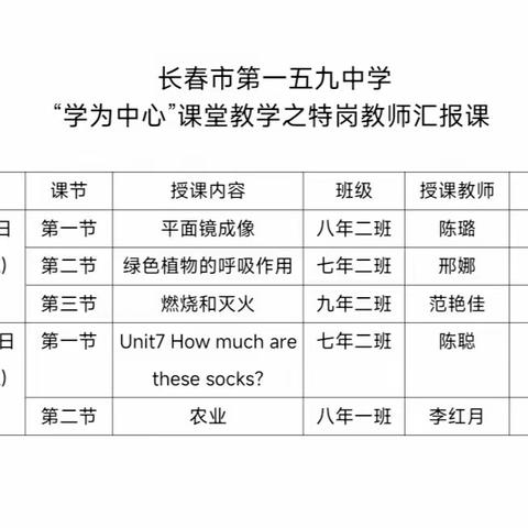 “学为中心” 课堂教学之特岗教师汇报课--长春市第一五九中学