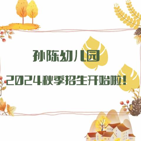 孙陈幼儿园2024秋季招生公示