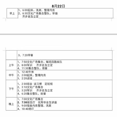 大同二中新高一554班军训第四天纪实8.22