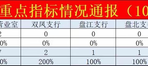 盘州支行重点指标通报-十月第1期