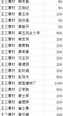 王三寨村一日捐活动