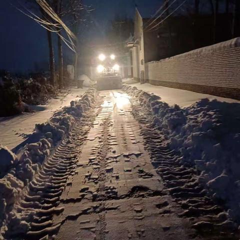 寒风凛凛迎瑞雪, 扫雪便民暖人心。