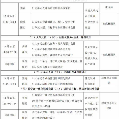 全国中小学“新课标下的大单元与教学评一体化设计”实操研修班