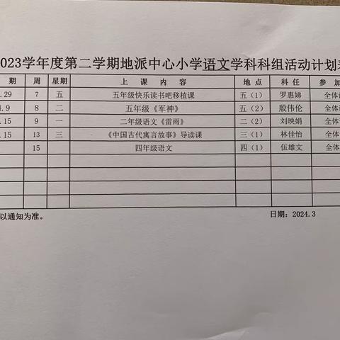 “研”课生花   “语”您共赏——地派镇中心小学2023学年第二学期语文科组研讨课活动