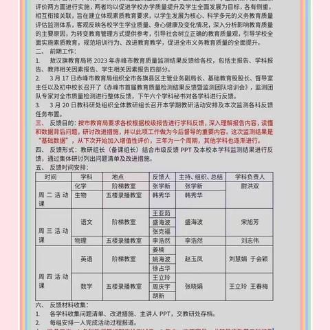 且行.且思.共成长 ——新惠第七中学开展2023年赤峰市教育质量监测结果生化学科反馈会