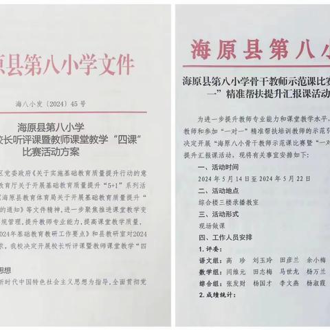 骨干教师展风采 以赛促教育桃李              ——海原县第八小学2024年春季学期骨干教师示范课暨一对一精准帮扶提升汇报课活动纪实