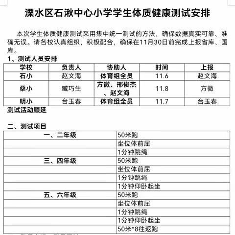 体质测试促提升 以测促练强体质——石湫街道桑园小学体质健康测试过程纪实