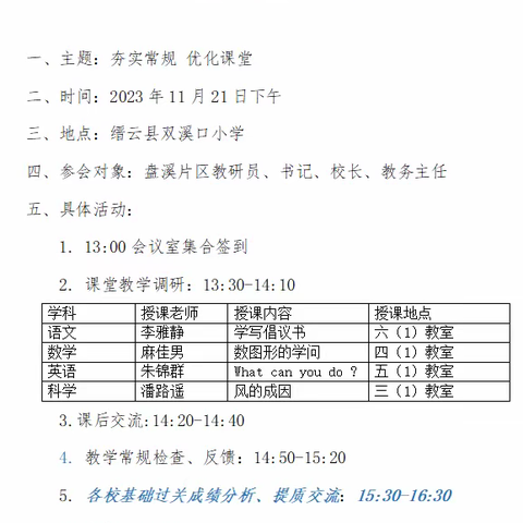 片区联动齐发展，共研共享共成长——盘溪片区书记、校长、教务主任工作例会