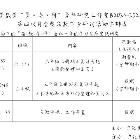 【民族学校·教研】聚焦复习策略，共研提质增效 ——记宁化县小学数学“学•导•用”学科研究工作室B第四次月会暨送教下乡研讨活动