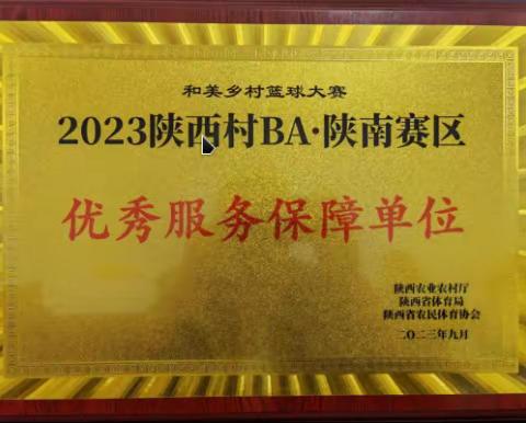 【心级服务  用爱链接】安康移动荣获2023年陕西村BA·陕南赛区“优秀服务保障单位”