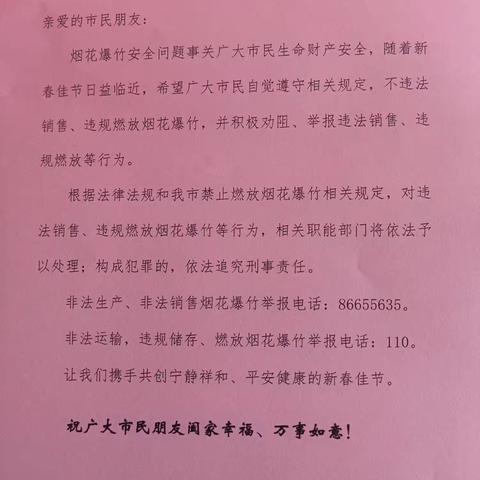 禁止燃放烟花爆竹，共建绿色、安全、健康的家园