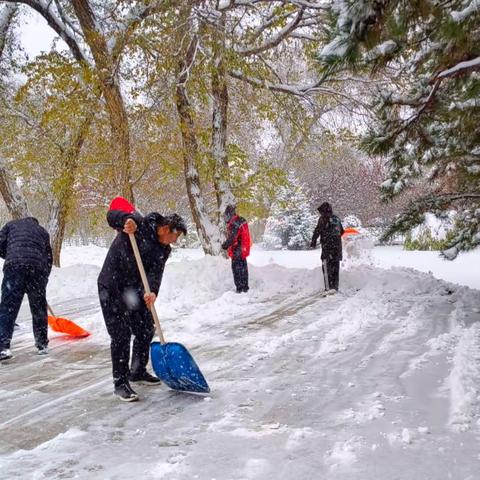 风雪中那道靓丽的风景线——赤峰市华夏职业学校除雪破冰行动