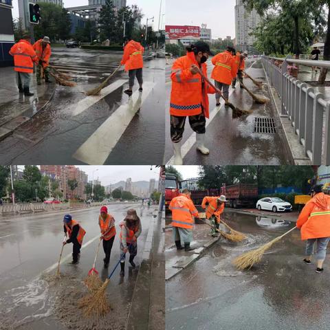 雨后环卫齐上阵，清淤除障保畅通