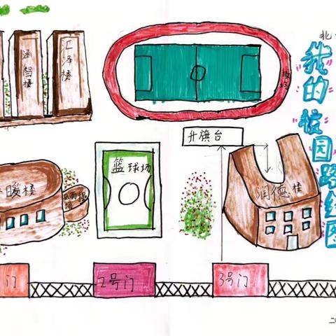 【小小导游上线！】二年级萌娃手绘校园路线图，解锁校园新视角