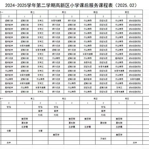 丰城市高新区小学2025-2026学年第一学期课后服务课表