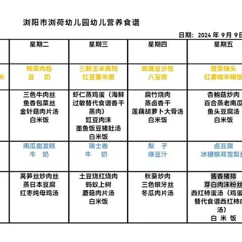 浏荷幼儿园11月4日—11月8日食谱