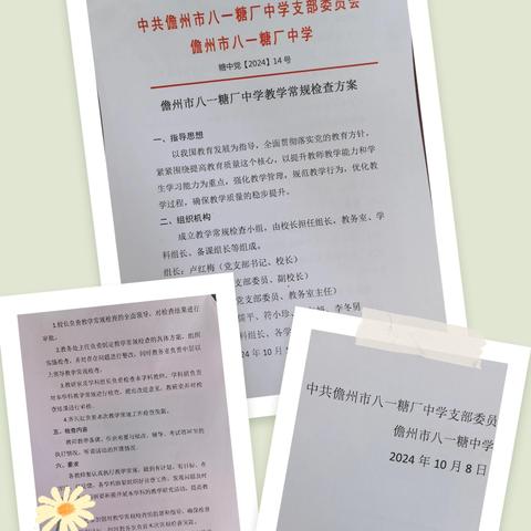 夯实常规提质量，深入检查促发展——儋州市八一糖厂中学2024年秋教学常规检查（一）