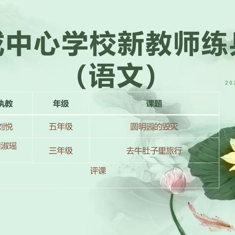展课堂风采   促新秀成长——竟成中心学校新教师练兵课