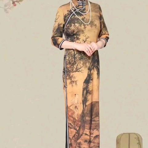 旗袍婀娜中华韵 典雅秀丽画中人﹏张家口站世界非遗旗袍长卷画中人拍摄在怀来老年大学开拍
