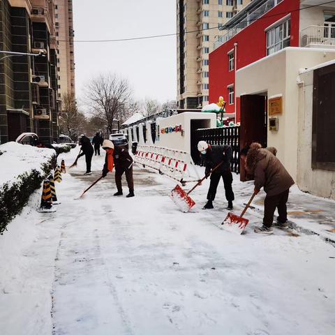 扫雪除冰齐上阵 盼见童真展笑颜