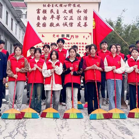 党建+团建∣北流市六麻镇第二初级中学开展“情系雷锋月  青春暖夕阳”志愿服务活动